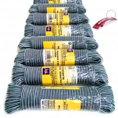 Lot van 60 strengen van 10m wit-groen gevlochten polypropyleen touw HCS