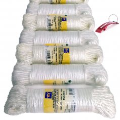 Lot van 30 strengen van 20 m wit gevlochten polypropyleen touw HCS