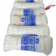 Lot van 60 strengen van 10m wit gevlochten polypropyleen touw HCS