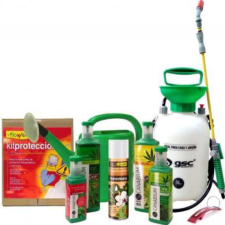 Pak 4 producten Canabium voor de teelt van cannabis + spray insecticide spuiten 500ml + 5L + 5L + douche kit bescherming