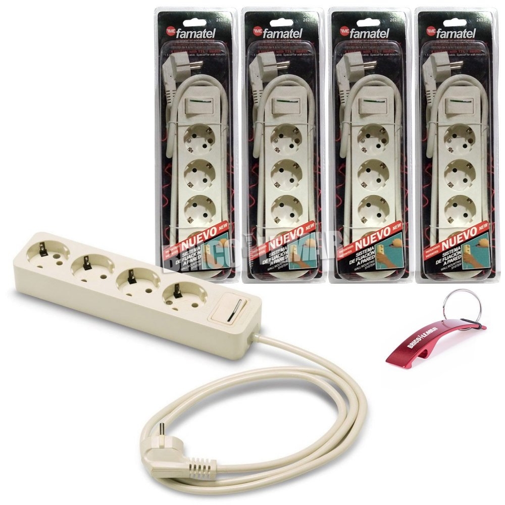 Bloedbad sokken jazz ▷ Set van 4 meervoudige stopcontacten met 4 stopcontacten met laterale TT- schakelaar 16A 250V 1,5m kabel Famatel | Bricolemar