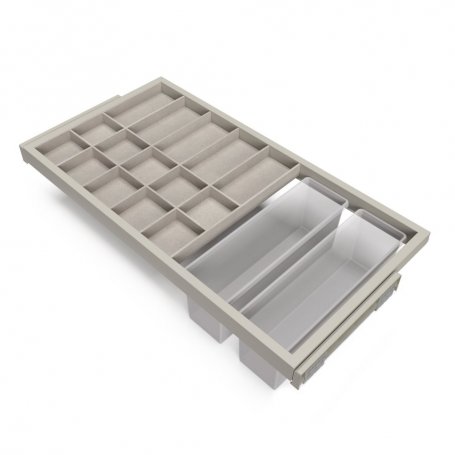 Kit Cajón Organizador Bandeja Guías 900mm Gris Piedra - Emuca