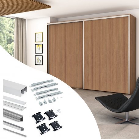 Kit Herrajes para Armario con 2 Puertas Correderas y Cierre Suave Placard 81 Deep - Emuca