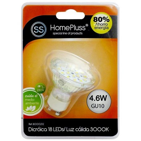 dicróica lâmpada GU10 4.6W 3000K 18 LEDs GSC Evolução