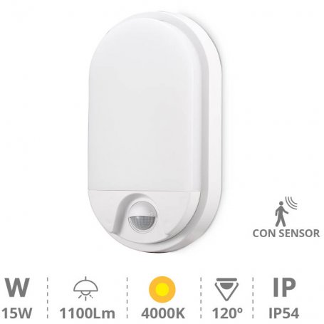 LED arandela sensor de 15W 4000K 1100LM Branco Barron GSC Evolução