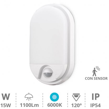 LED arandela sensor de 15W 6000K 1100LM Branco Barron GSC Evolução