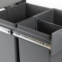 Locais de reciclagem cozinha 2x20L diminuir de montagem em aço remoção manual e cinzento antracite plástico Emuca