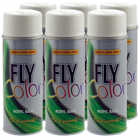 Fly tinta spray RAL 9010 Cor branca de cetim 6 latas de 400ml Motip