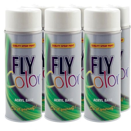 Fly tinta spray RAL 9010 Brilho Cor Branca 6 400ml latas