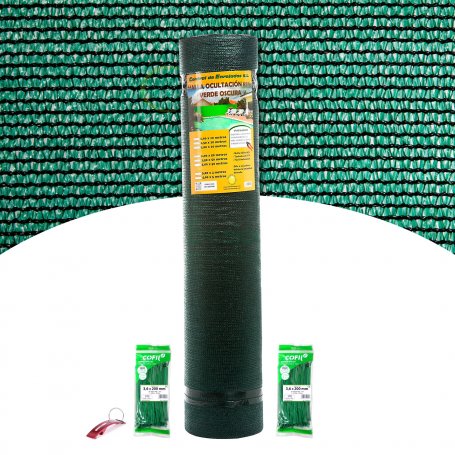 Extra ocultação verde 1x50m malha Central de Enrejados + 200 flanges 200x3,6mm verde nylon