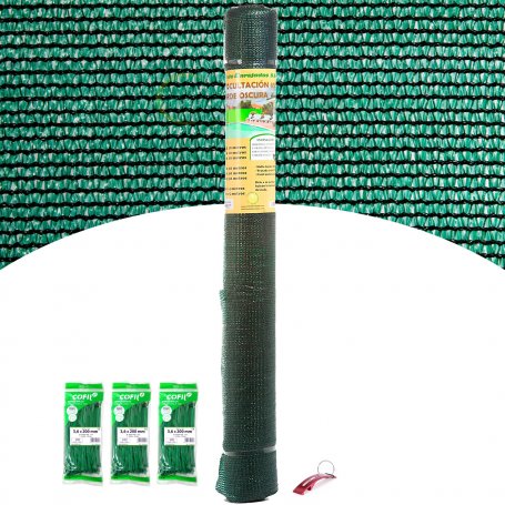 Extra malha 1,5x50m ocultação verde Central de Enrejados + 200 flanges 200x3,6mm verde nylon