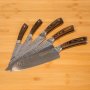 Conjunto de 5 facas série cozinha tesoura Sakura 3 + 8 "+ 45 centímetros suporte magnético 3 Claveles