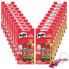Caixa de 20 blisters de cola Pritt em bastão de 22 + 11grs Henkel