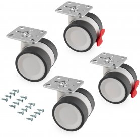Kit de taça 2 rodas com placa de montagem Ø50 aço e plástico Emuca