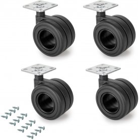 Kit de roda de furo com placa de montagem de aço Ø65 e plástico preto Emuca