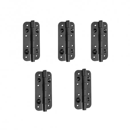 Lote 5 bisagras antipalanca 150x80mm cantos redondos acero negro - Emuca