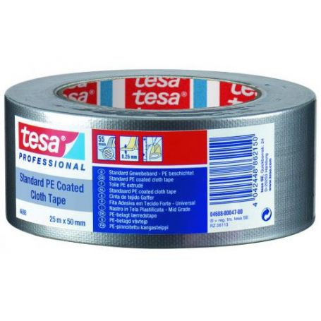 Fabric tape 50m x 50mm matte silver Tesa