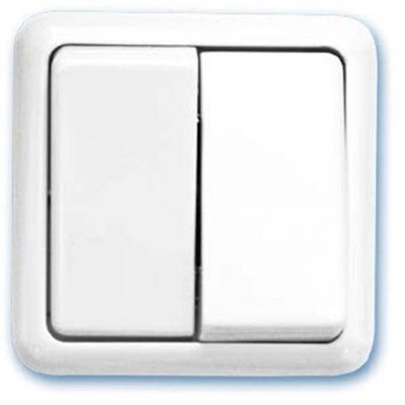 Double switch 65x65mm white surface 10A 250V Evolution GSC