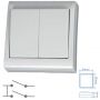 Double switch 10A 250V 80x80mm white surface GSC Evolution