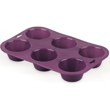 Muffin mold 6 cav silicone. violett 24,5x16,5x3.5cm lifestyle