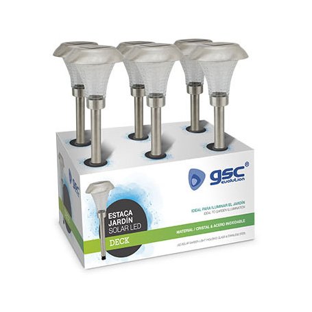 Set of 6 LED solar stakes Bouquet Deck satin nickel GSC Evolution