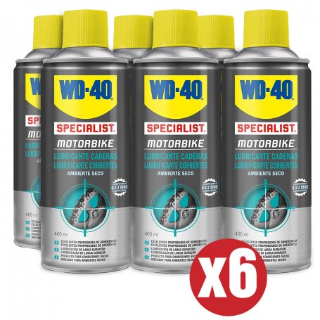 Motorcycle chain lubricant WD40 Motorbike box of 6 cans