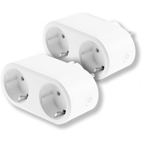 Pack 2 WiFi intelligent double sockets with 110-240V consumption meter 16A Energeeks