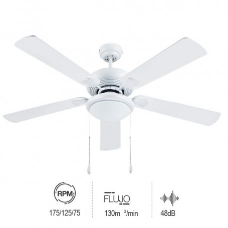5 Blade Ceiling Fan with light wood 60W white GSC Evolution