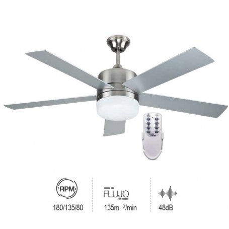 5 Blade Ceiling Fan with light wood and white GSC control 60W Evolution