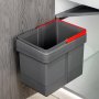 Recycling bin 15L furniture door opening fixing anthracite gray Emuca