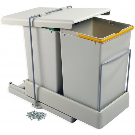 Recycling bin for fixing kitchen unit Lower2 cubes 14 liter gray Emuca