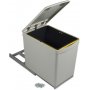 Recycling bin 16L for kitchen module bottom cover fixing automatic gray Emuca