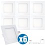 Lot 6 6W downlight led 480lm 6000k white square LDV Lighting