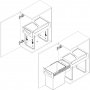 Recycling bin 20L for lower cooking manual removal fixing steel and plastic anthracite Emuca