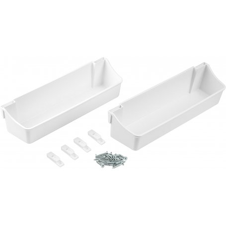 Pack 2 auxiliary trays for fixing cabinet door white plastic 350mm Emuca