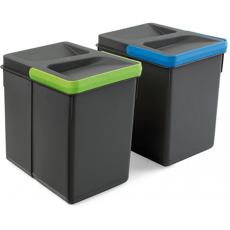2 containers for kitchen drawer 2x6L height 216mm anthracite Emuca