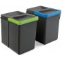 2 containers for kitchen drawer 2x6L height 216mm anthracite Emuca