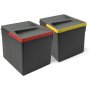 2 containers for kitchen drawer 2x12L height 216mm anthracite Emuca