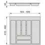 Cubertero for kitchen drawer 600mm gray plastic universal module Emuca