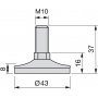 Furniture foot circular base leveler height 37mm Ø43mm M10 steel and plastic 10 units Emuca