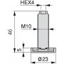 Leveling foot inside cabinet height regulation Ø23mm 46mm M10 steel and plastic 20 units Emuca