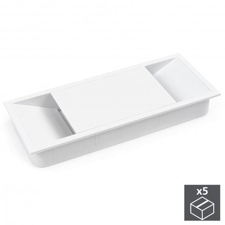 Lot 5 grommet rectangular table white plastic 152x61mm Recessed Emuca