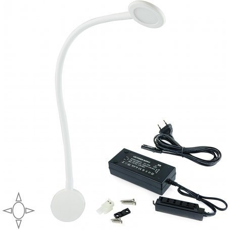 Apply white LED 4000K round flexible arm 2 USB converter 30W + 2 u Emuca