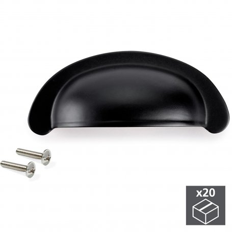 Lot 20 handles for furniture interaxis 64mm black zamak Emuca