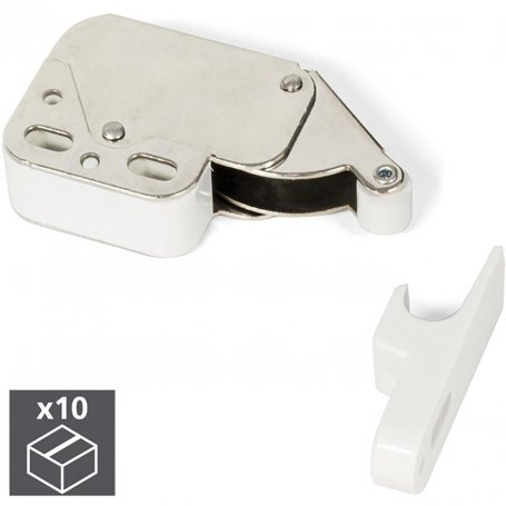Lot 10 reciprocating closures for furniture and plastic Fast Latch steel white Emuca