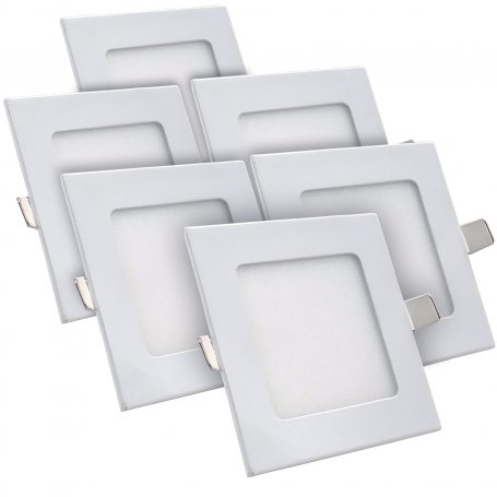 Lot 6 6W downlight led 480lm 6000k white square LDV Lighting