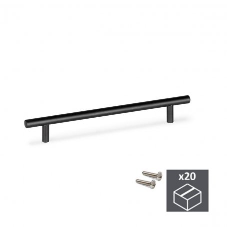 Set 20 handles for furniture Miami interaxis 192mm stainless steel hollow painted black Emuca