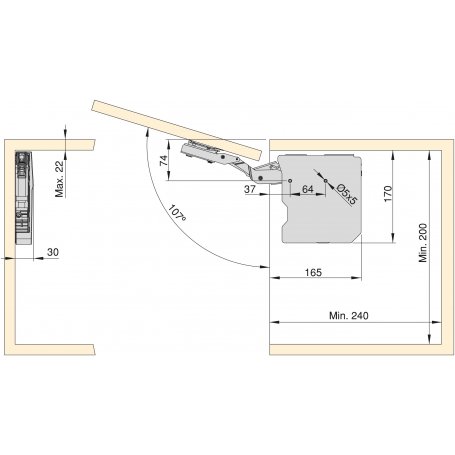 Compass doors elevables strength steel and white plastic 1600-3600 Emuca