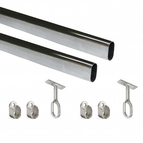 Kit bar cabinet 30x15mm 1150mm chrome steel Emuca