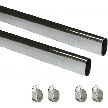 Kit bar cabinet 30x15mm chrome steel 750mm Emuca